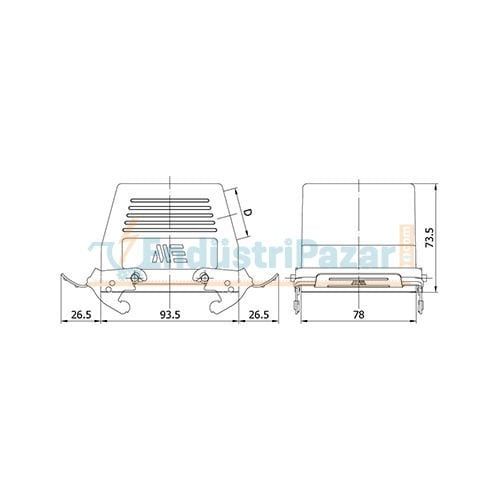 32*16A Uzatma Prizi (Yan Giriş Mandallı Contalı) IP65 403057S METE ENERJİ