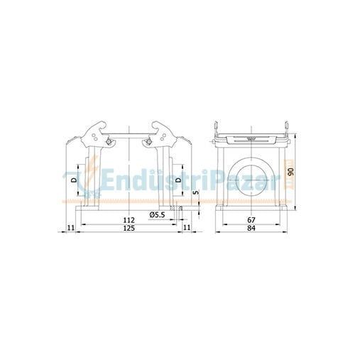 32*16A Duvar Prizi (Çift Girişli) IP65 403083S METE ENERJİ
