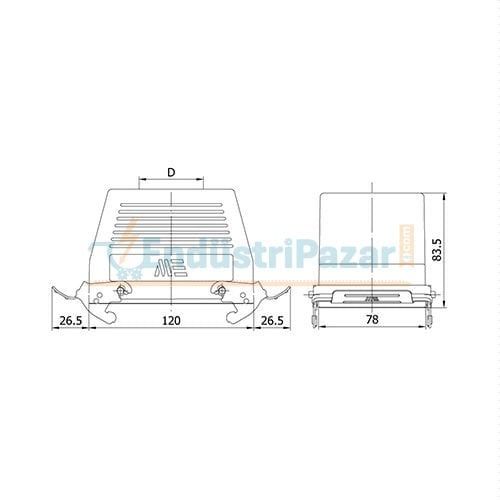 48*16A Uzatma Prizi (Üst Giriş Mandallı Contalı) IP65 403066S METE ENERJİ