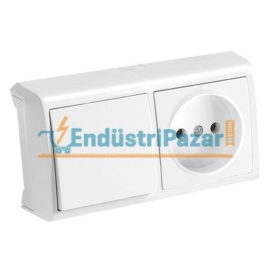 YATAY İKİLİ KOMBİNE ANAHTAR VE PRİZ SIVA ÜSTÜ VERA SERİSİ 90681186 VİKO