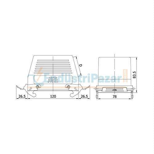 48*16A Uzatma Prizi (Yan Giriş Mandallı Contalı) IP65 403067S METE ENERJİ