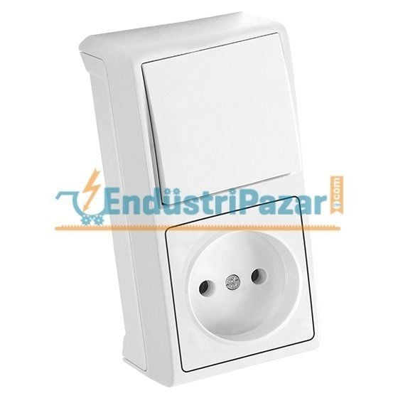 DİKEY İKİLİ KOMBİNE ANAHTAR VE PRİZ SIVA ÜSTÜ VERA SERİSİ 90681086 VİKO