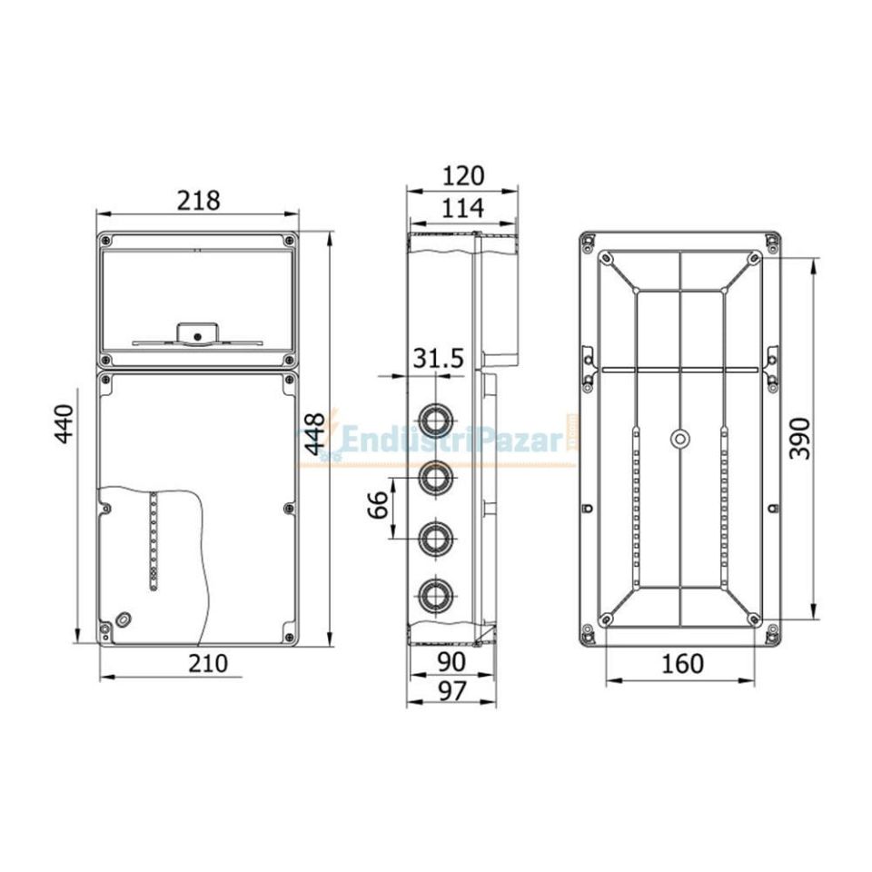 210*440*114mm Kombinasyon Kutusu (10'lu) 650°C IP66 40208705 METE ENERJİ