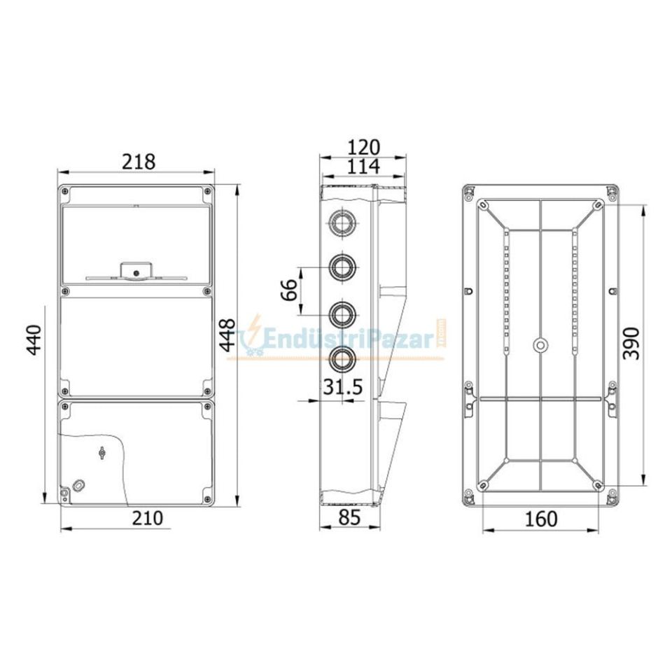 210*440*114mm Kombinasyon Kutusu (10'lu) 650°C IP66 40208805 METE ENERJİ