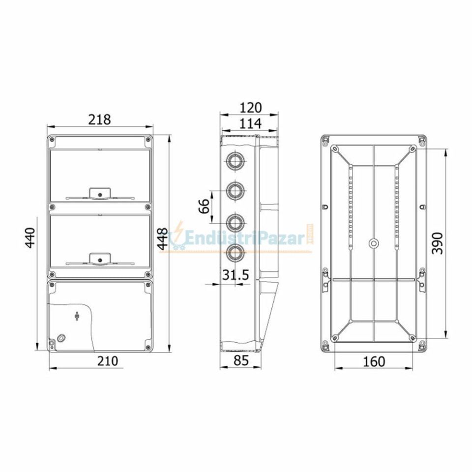 210*440*114mm Kombinasyon Kutusu (2*10) 650°C IP66 40209005 METE ENERJİ