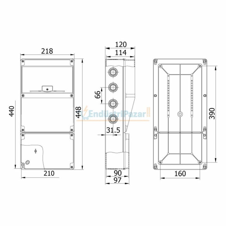 210*440*114mm Kombinasyon Kutusu (10'lu) 650°C IP65 40209105 METE ENERJİ