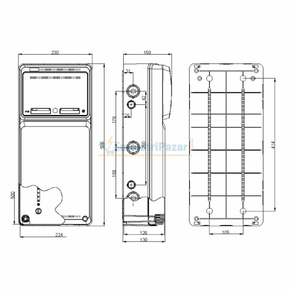 230*506*130mm Kombinasyon Kutuları (8'li) IP65 T3951 METE ENERJİ
