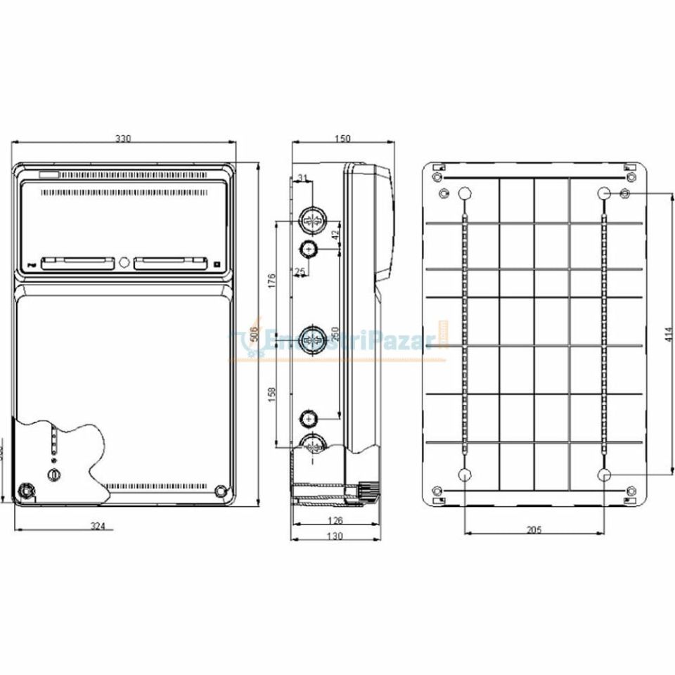 330*506*130mm Kombinasyon Kutusu (16'lı) IP65 T3952 METE ENERJİ