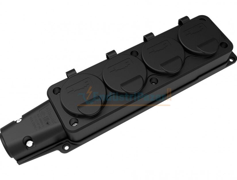 1*16A Kauçuk Monofaze Dörtlü Grup Priz IP54 BK1-1402-3614 BEMİS