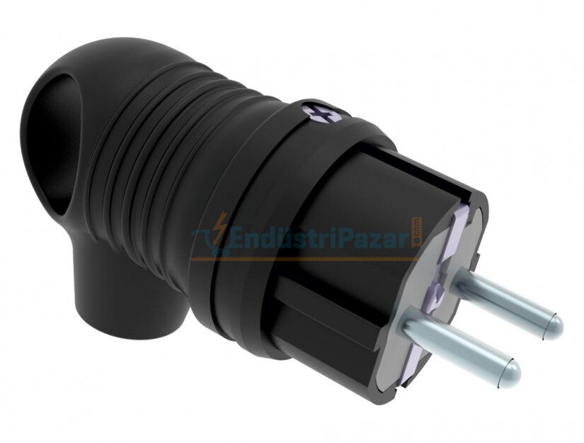 1*16A Kauçuk Monofaze Kulplu Eğik Fiş IP44 BK1-1402-2021 BEMİS