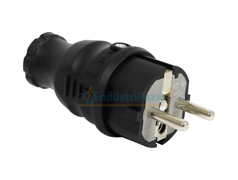 1*16A Kauçuk Monofaze Düz UPS Fiş IP44 BK1-1402-2031 BEMİS