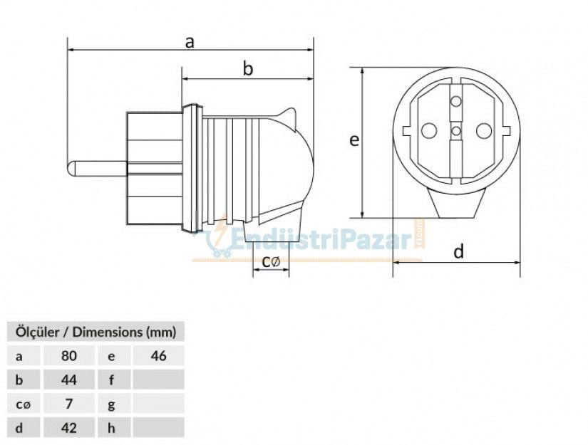 1*16A Kauçuk Monofaze Eğik UPS Fiş IP44 BK1-1402-2042 BEMİS