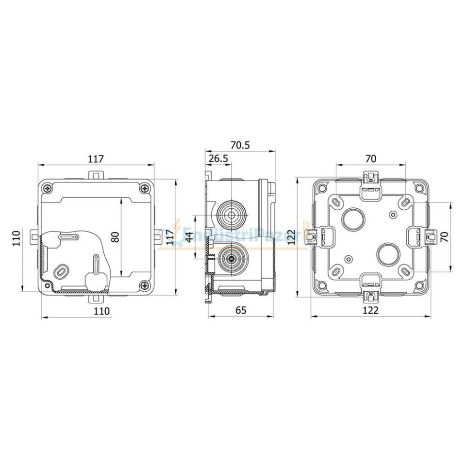 110*110*65mm Termoplastik Buat (Rakor Montajlı) IP65 40201105 METE ENERJİ