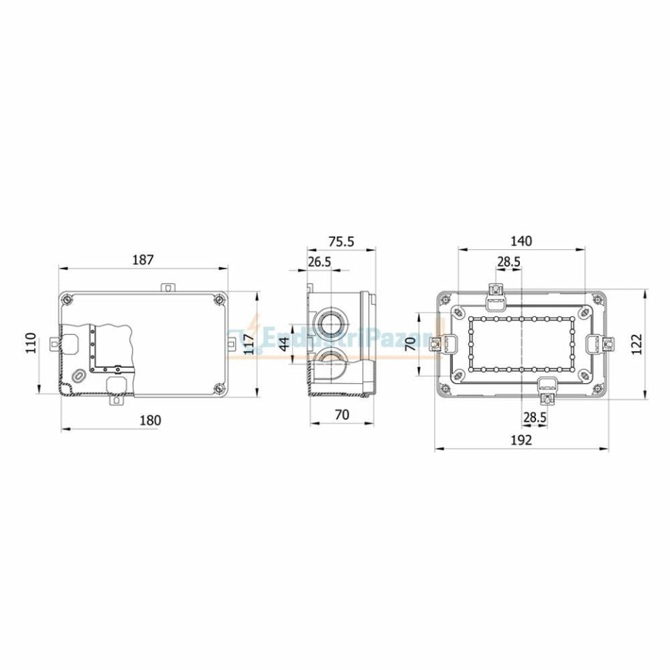 110*180*70mm Termoplastik Buat 650°C IP67 40201705 METE ENERJİ