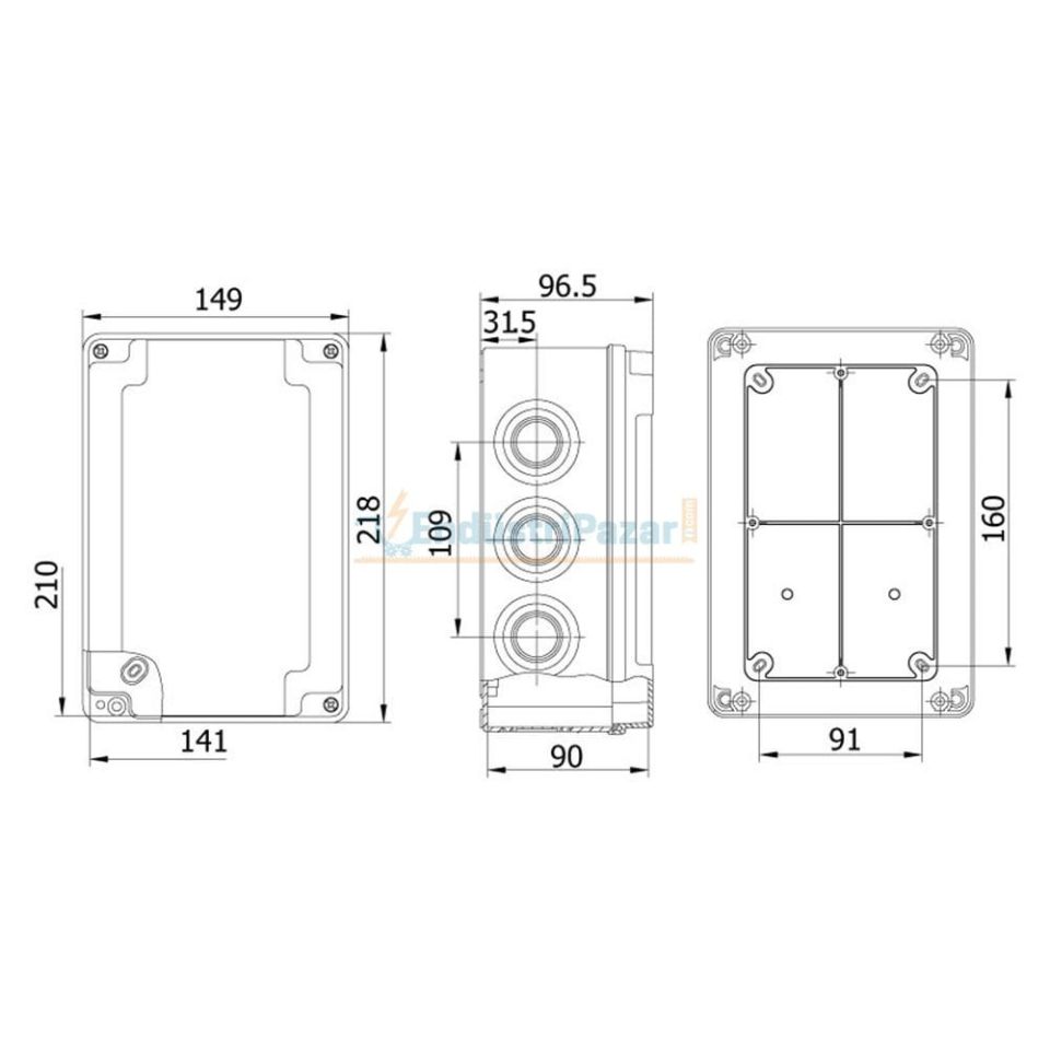 140*210*90mm Termoplastik Buat 650°C IP67 40204005 METE ENERJİ