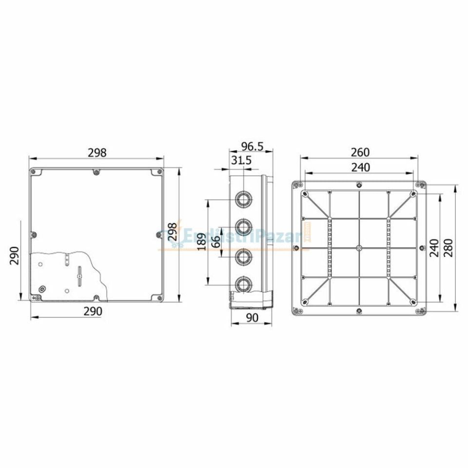 290*290*90mm Termoplastik Buat 650°C IP67 40207005 METE ENERJİ