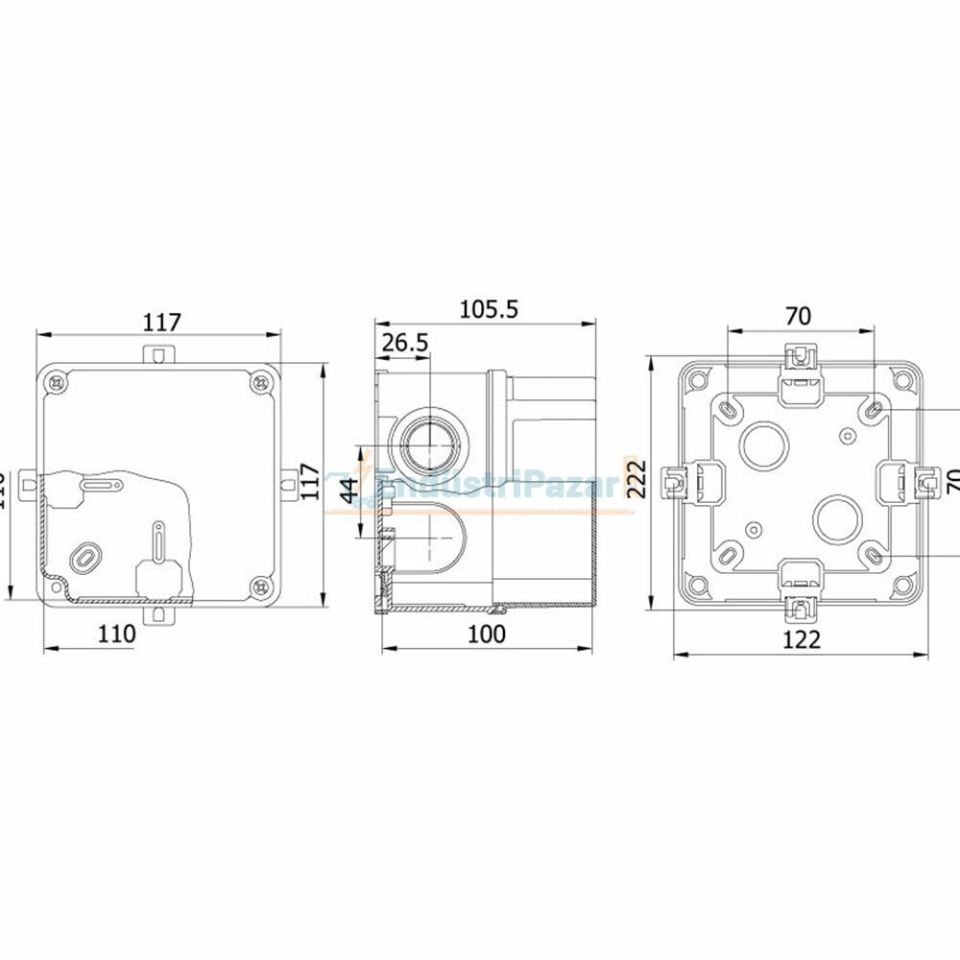 110*110*100mm Termoplastik Buat (Derin Kapak) 650°C IP67 40201205 METE ENERJİ