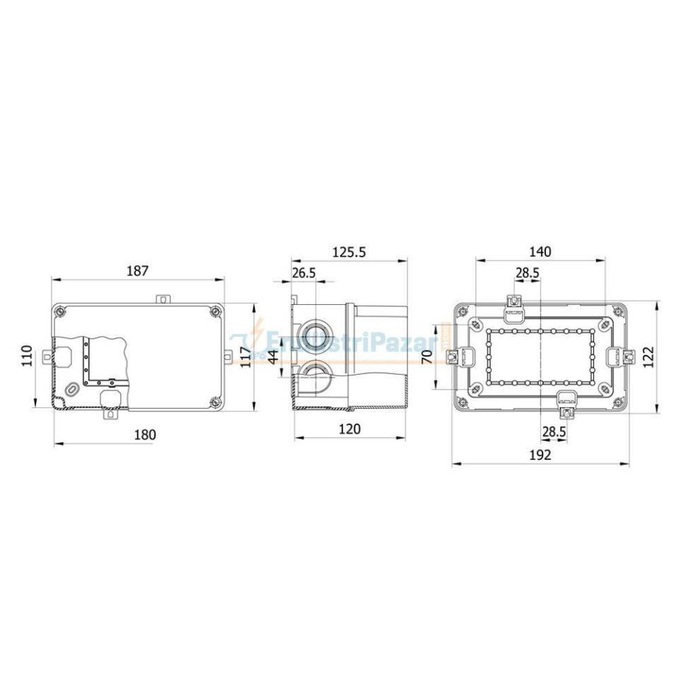 110*180*120mm Termoplastik Buat (Derin Kapak) 650°C IP67 40201805 METE ENERJİ