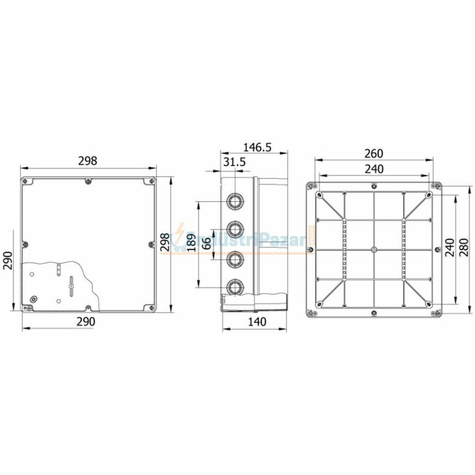 290*290*140mm Termoplastik Buat (Derin Kapak) 650°C IP67 40207205 METE ENERJİ