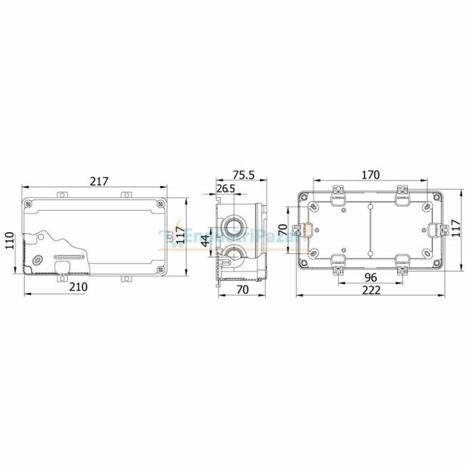 110*210*70mm Termoplastik Buat (Şeffaf Kapak) IP67 40202007 METE ENERJİ