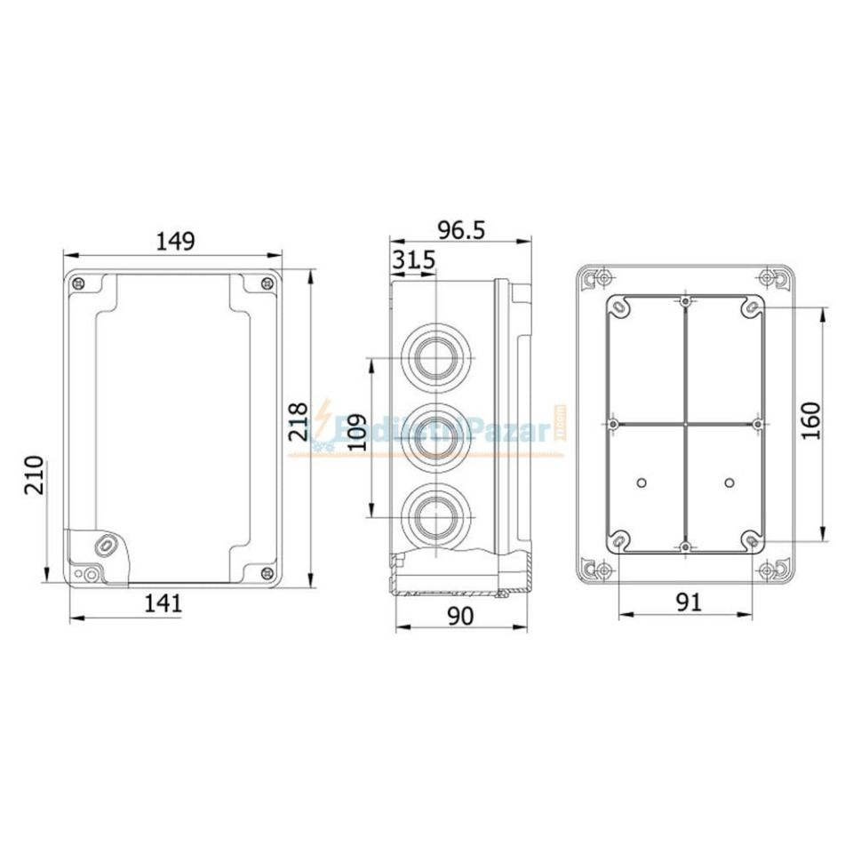 140*210*90mm Termoplastik Buat (Şeffaf Kapak) IP67 40204007 METE ENERJİ