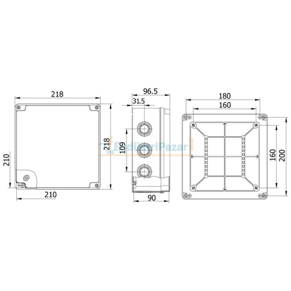 210*210*90mm Termoplastik Buat (Şeffaf Kapak) IP67 40205007 METE ENERJİ