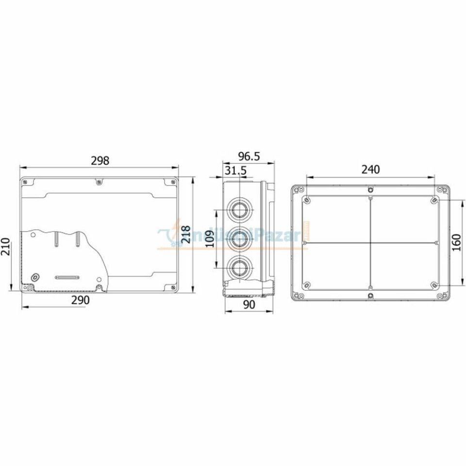 210*290*90mm Termoplastik Buat (Şeffaf Kapak) IP67 40203007 METE ENERJİ