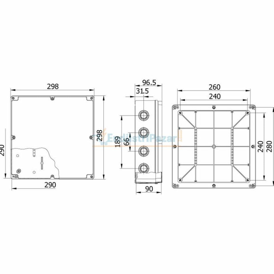 290*290*90mm Termoplastik Buat (Şeffaf Buat) IP67 40207007 METE ENERJİ