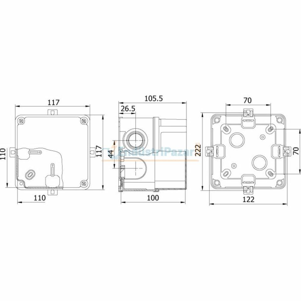 110*110*100mm Termoplastik Buat (Derin Şeffaf Kapak) IP67 40201207 METE ENERJİ
