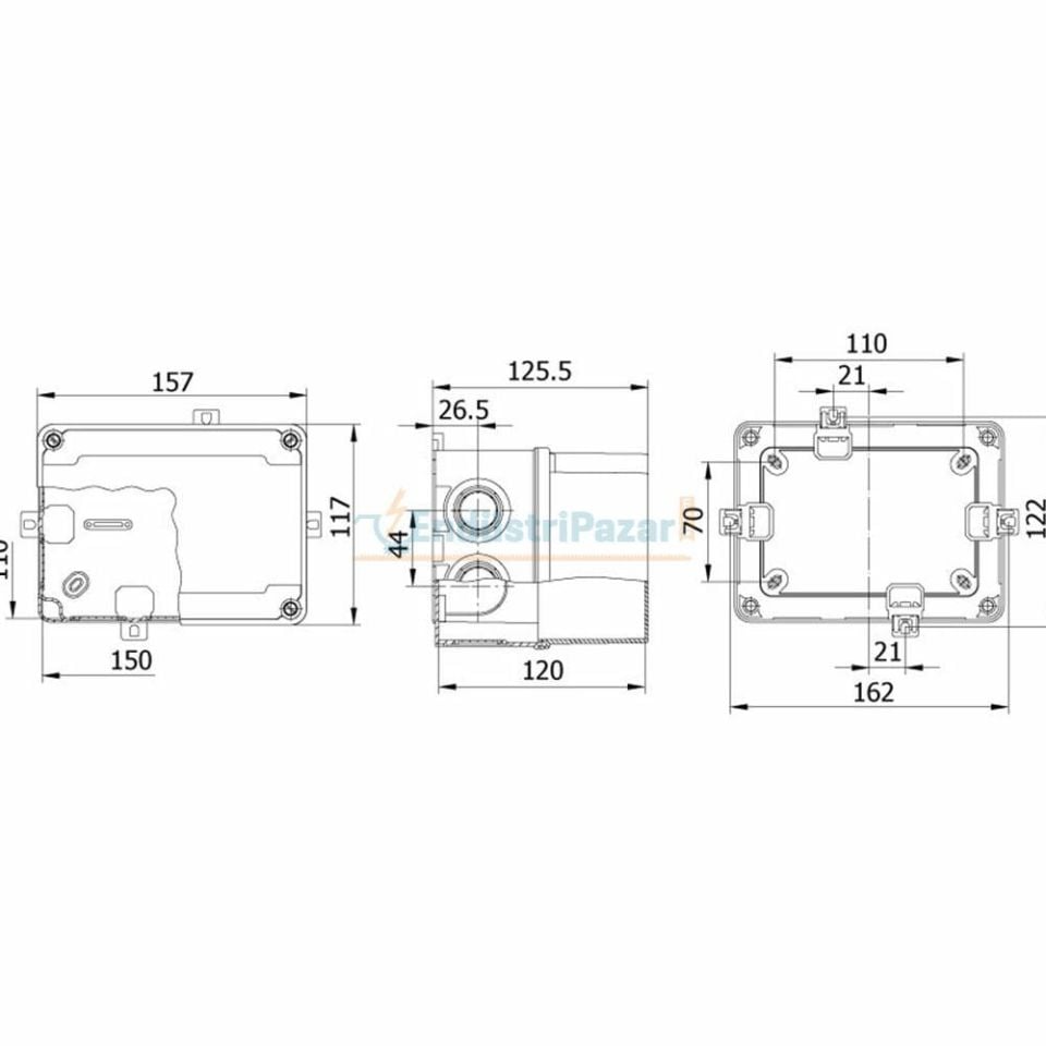 110*150*120mm Termoplastik Buat (Derin Şeffaf Kapak) IP67 40201607 METE ENERJİ
