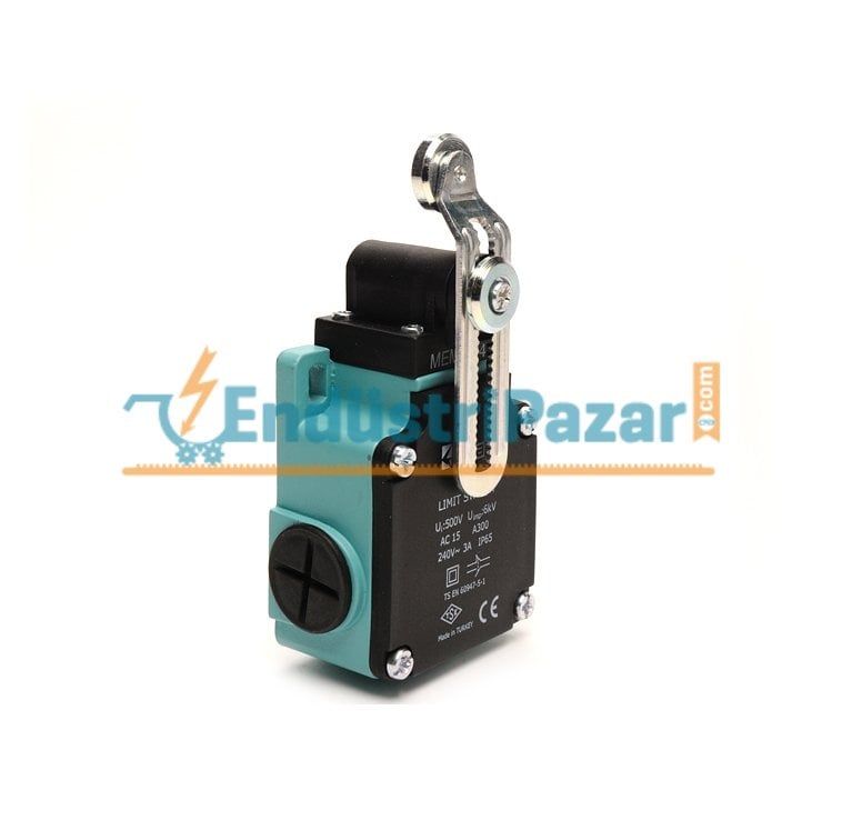 L2K13MEM124 AÇISAL HAREKETLİ AYARLANABİLİR 18 MM METAL MAKARALI KIVRIK KOL SINIR ŞALTERİ EMAS