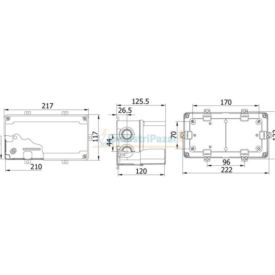 110*210*120mm Termoplastik Buat (Derin Şeffaf Kapak) IP67 40202207 METE ENERJİ