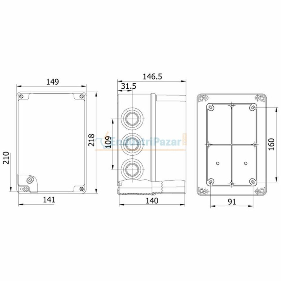 140*210*140mm Termoplastik Buat (Derin Şeffaf Kapak) IP67 40204207 METE ENERJİ