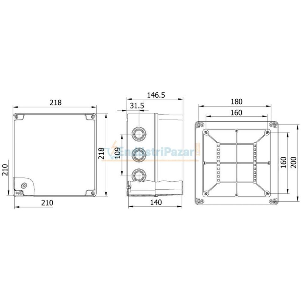 210*210*140mm Termoplastik Buat (Derin Şeffaf Kapak) IP67 40205207 METE ENERJİ