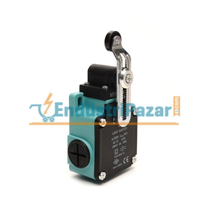 L2K13MEP124 AÇISAL HAREKETLİ AYARLANABİLİR 18 MM PLASTİK MAKARALI KIVRIK KOL SINIR ŞALTERİ EMAS