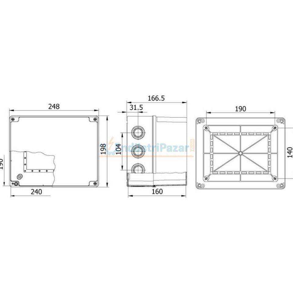 190*240*160mm Termoplastik Buat (Derin Şeffaf Kapak) IP67 40208207 METE ENERJİ