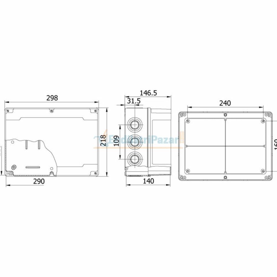 210*290*140mm Termoplastik Buat (Derin Şeffaf Kapak) IP67 40203207 METE ENERJİ
