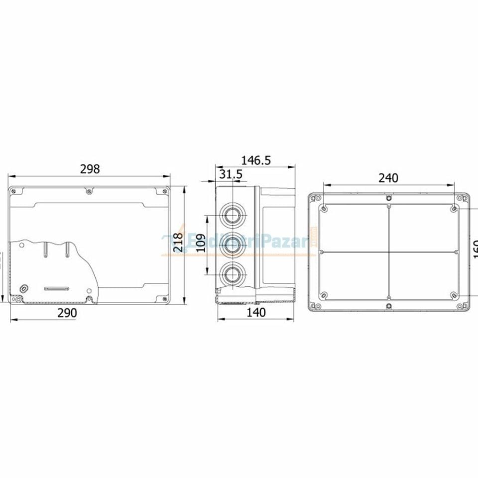 210*290*140mm Termoplastik Buat (Derin Şeffaf Kapak) IP67 40203207 METE ENERJİ
