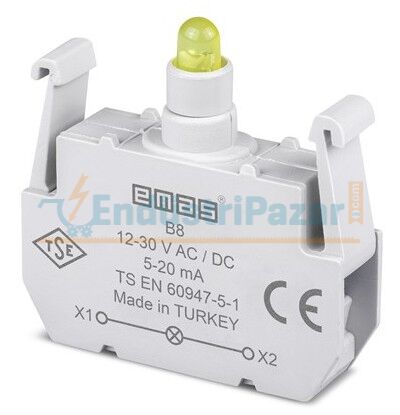 LED'li 12-30VAC/DC Sarı Sinyal Blok B8 EMAS