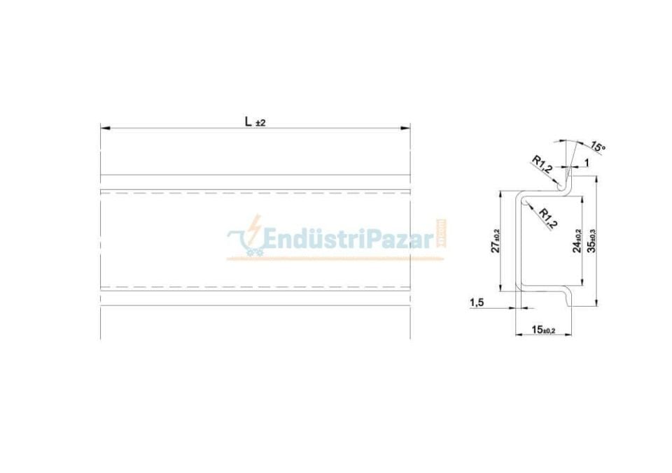 35*7,5 Düz Galvaniz Kaplamalı Montaj Rayı 1mt 1100084 ONKA-4212 ONKA
