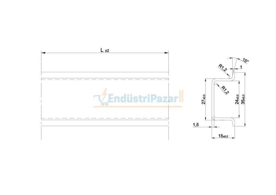 35*7,5 Düz Galvaniz Kaplamalı Montaj Rayı 2mt 1100085 ONKA-4213 ONKA