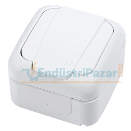 Topraklı Priz Sıva Üstü Palmiye Serisi Beyaz IP54 90555408 VİKO