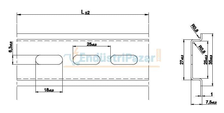 35*7,5 Delikli Galvaniz Kaplamalı Montaj Rayı 2mt 1100092 ONKA-4223 ONKA