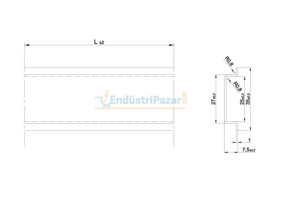35*7,5 Düz CR+3 Kaplamalı Montaj Rayı 2mt 1100013 ONKA-4023 ONKA
