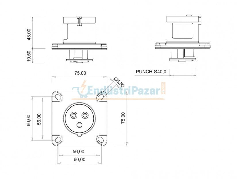 3*16A 110V Makine Fişi IP44 BC1-1303-2114 BEMİS