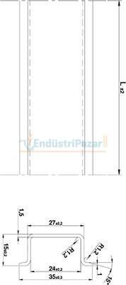 35*15 Düz Galvaniz Kaplamalı Montaj Rayı 1mt 1100100 ONKA-4232 ONKA