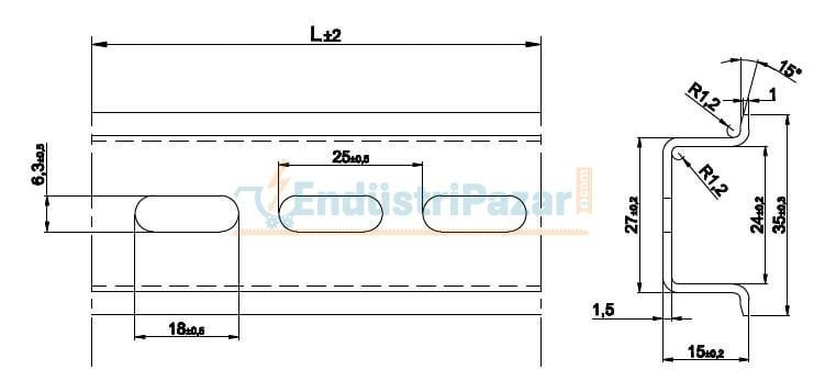 35*15 Delikli Galvaniz Kaplamalı Montaj Rayı 1mt 1100105 ONKA-4242 ONKA