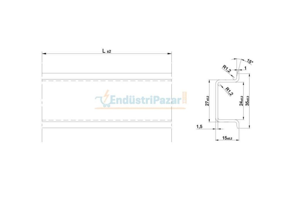 35*15 Düz CR+3 Kaplamalı Montaj Rayı 30cm 1100034 ONKA-4061 ONKA
