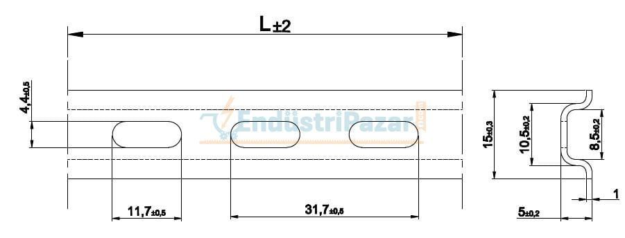 15*5,5 Delikli Galvaniz Kaplamalı Montaj Rayı 2mt 1100116 ONKA-4253 ONKA