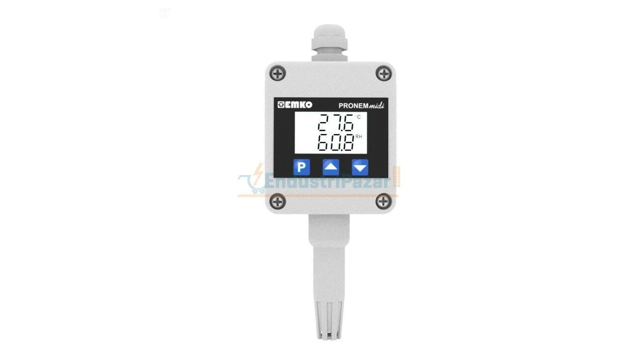 PMDL-W-H1/T1.1.0.0 Duvar Tipi Analog 0-10Vdc 16...32Vdc Nem + Sıcaklık Sensörü PRONEM MİDİ LCD EMKO